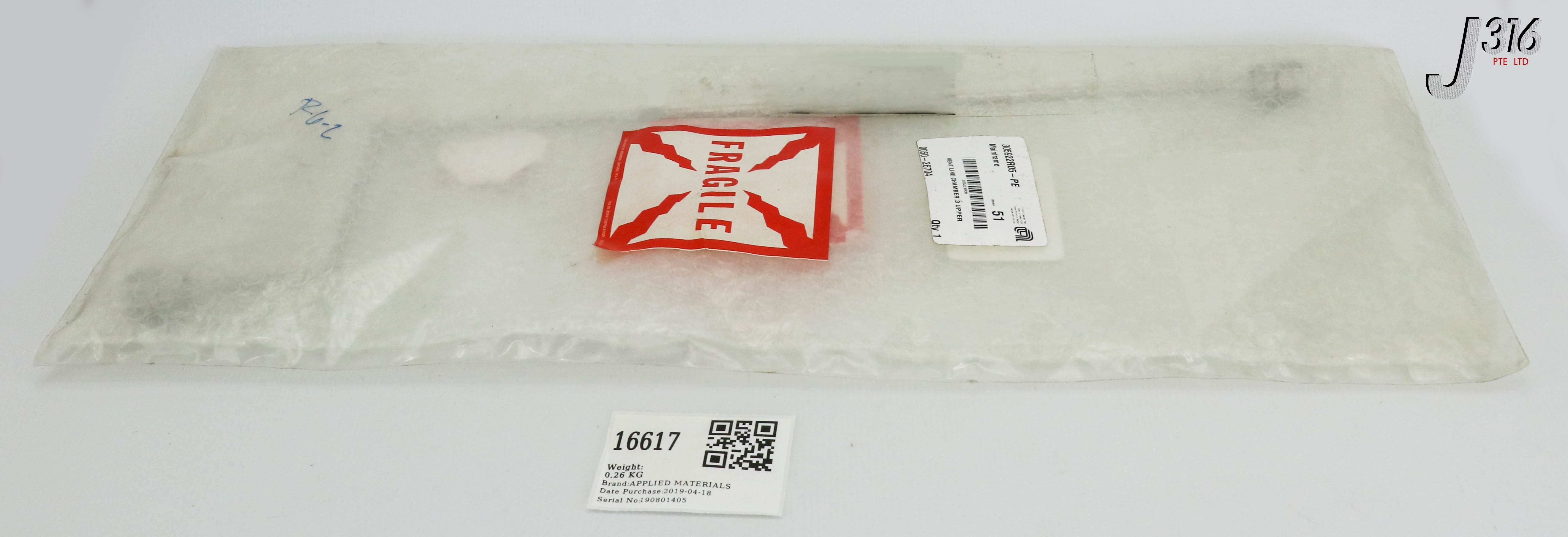 16617 APPLIED MATERIALS VENT LINE CHAMBER 3 UPPER (NEW) 0050-26704